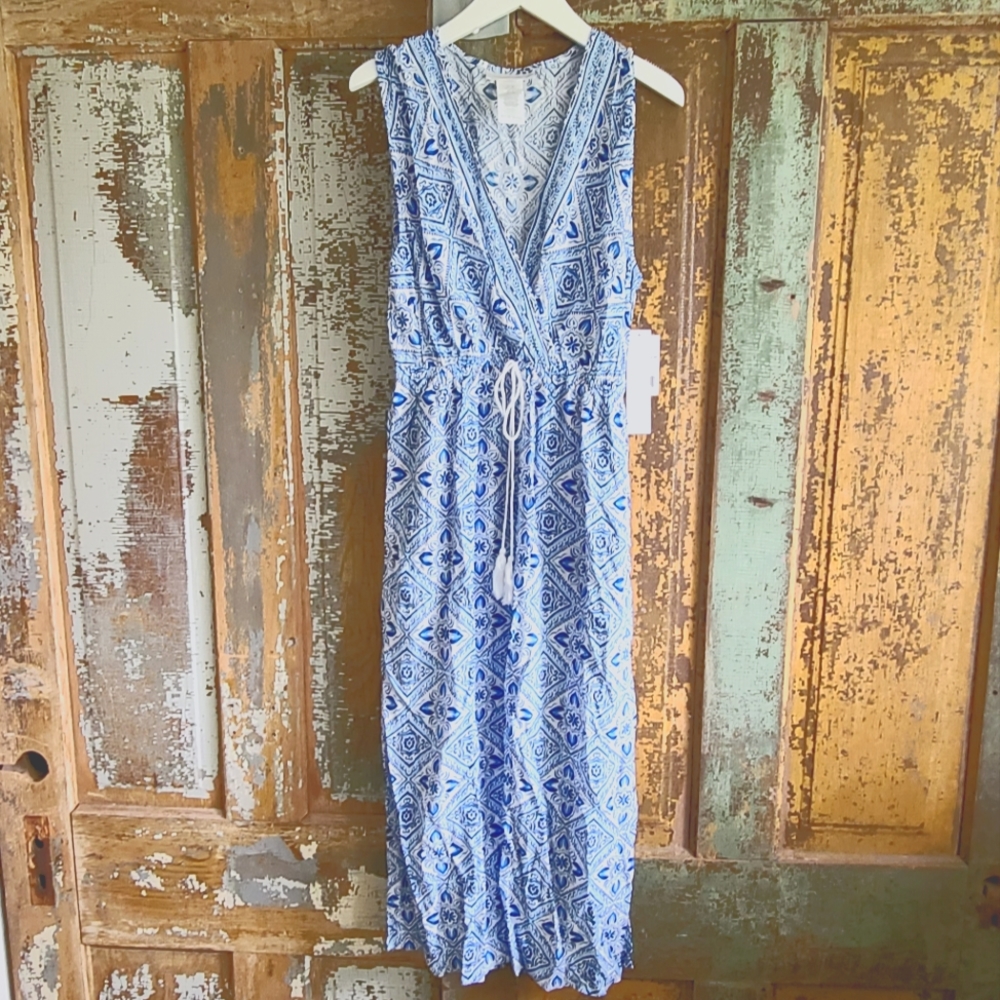NWT La Blanca Mediterranean Breeze Tie Front Midi Coverup Dress Sz XS